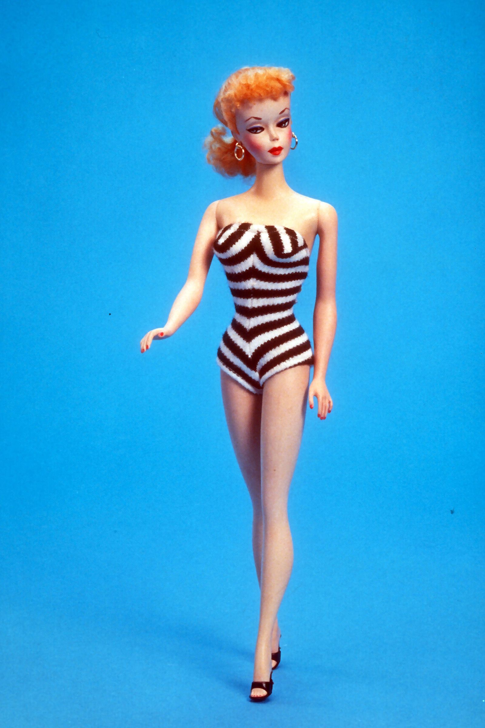 Barbie’s original 1959 doll with peep-toe heels