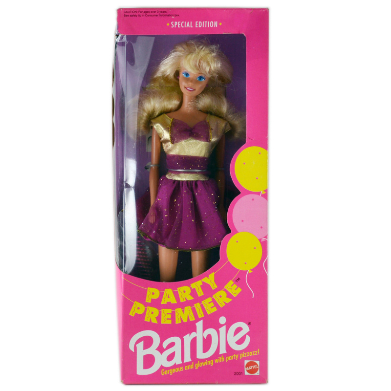Barbie 2001 Party Premiere Doll with glitter platforms.